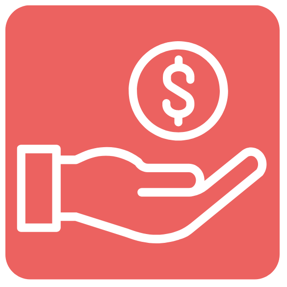 icon of an open hand with a dollar sign above it